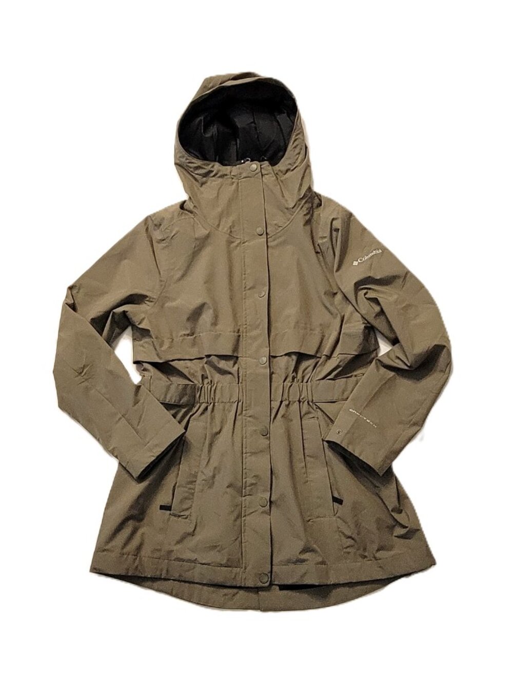 Columbia Omni-Tech Waterproof Hooded Rain Jacket Trench Coat Green Women's M